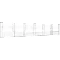vidaXL Gabionenkorb U-Form mit 7 Säulen Eisen 740x20x150 cm