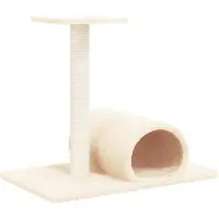 vidaXL Kratzbaum mit Tunnel Creme 60x34,5x50 cm