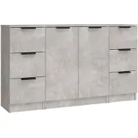 vidaXL Sideboards 3 Stk. Betongrau Holzwerkstoff