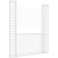 vidaXL Gabionenkorb U-Form mit 2 Säulen Eisen 140x20x200 cm