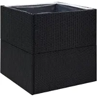 vidaXL - Pflanzgefäß - 80x80x80 - cm - Poly - Rattan - schwarz