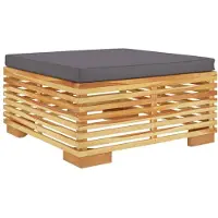 vidaXL Gartenhocker mit Dunkelgrauen Kissen Massivholz Teak