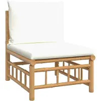 vidaXL Garten-Mittelsofa mit Cremeweißen Kissen Bambus