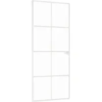 vidaXL Innentür Weiß 83x201,5 cm Hartglas & Aluminium Schlank