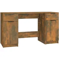 vidaXL Schreibtisch mit Beistellschrank Räuchereiche Holzwerkstoff