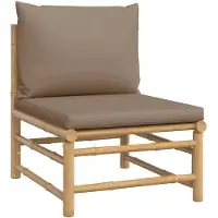 vidaXL Garten-Mittelsofa mit Taupe Kissen Bambus