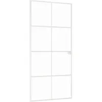 vidaXL Innentür Weiß 93x201,5 cm Hartglas & Aluminium Schlank