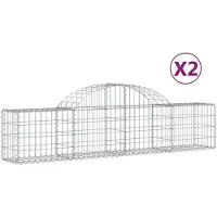 vidaXL Gabionen mit Hochbogen 2 Stk. 200x30x40/60 cm Verzinktes Eisen