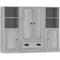vidaXL Highboards 3 Stk. Grau Sonoma Holzwerkstoff