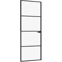 vidaXL Innentür Schwarz 76x201,5 cm Hartglas & Aluminium Schlank