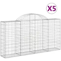 vidaXL Gabionen mit Hochbogen 5 Stk. 200x30x100/120cm Verzinktes Eisen
