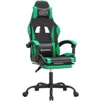 vidaXL Gaming-Stuhl mit Fußstütze Drehbar Schwarz & Grün Kunstleder