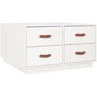 vidaXL Couchtisch Weiß 80x80x45 cm Massivholz Kiefer