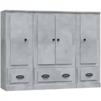 vidaXL Highboards 3 Stk. Betongrau Holzwerkstoff