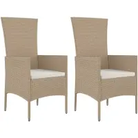 vidaXL Gartenstühle mit Kissen 2 Stk. Poly Rattan Beige