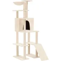 vidaXL Kratzbaum mit Sisal-Kratzsäulen Creme 166 cm