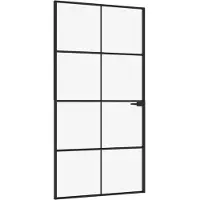 vidaXL Innentür Schwarz 102x201,5 cm Hartglas & Aluminium Schlank