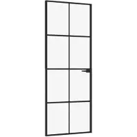 vidaXL Innentür Schwarz 76x201,5 cm Hartglas & Aluminium Schlank
