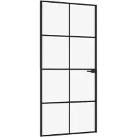 vidaXL Innentür Schwarz 93x201,5 cm Hartglas & Aluminium Schlank