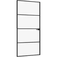 vidaXL Innentür Schwarz 93x201,5 cm Hartglas & Aluminium Schlank