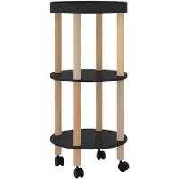 vidaXL Servierwagen 3 Etagen Schwarz 38x38x82 cm Holzwerkstoff & Holz
