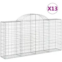 vidaXL Gabionen mit Hochbogen 13Stk. 200x30x100/120cm Verzinktes Eisen