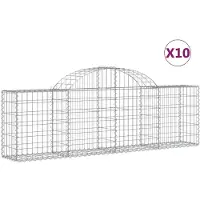 vidaXL Gabionen mit Hochbogen 10 Stk. 200x30x60/80 cm Verzinktes Eisen