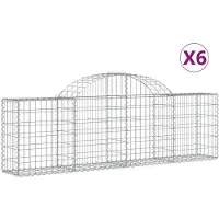 vidaXL Gabionen mit Hochbogen 6 Stk. 200x30x60/80 cm Verzinktes Eisen