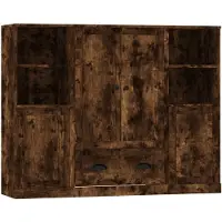 vidaXL Highboards 3 Stk. Räuchereiche Holzwerkstoff