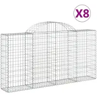 vidaXL Gabionen mit Hochbogen 8 Stk. 200x30x100/120cm Verzinktes Eisen