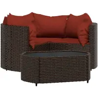 vidaXL 4-tlg. Garten-Lounge-Set mit Kissen Braun Poly Rattan