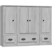 vidaXL Highboards 3 Stk. Grau Sonoma Holzwerkstoff