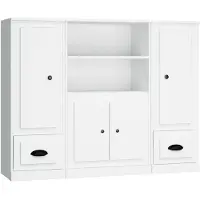 vidaXL Highboards 3 Stk. Weiß Holzwerkstoff