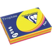 Clairefontaine Farvet papir Trophée, A4, 80g, ass. neon farver 1705, pakke a 4x125 ark