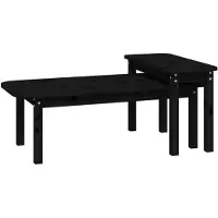 vidaXL 2-tlg. Couchtisch-Set Schwarz Massivholz Kiefer