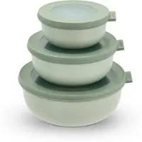 Mepal Cirqula Multischalen Set, rund, 3-teilig, mikrowellengeeignet, für Aufbewahrung, Kühl- &amp; Gefrierschrank, 350 ml, 750 ml, 1250 ml, Nordisch Salbei