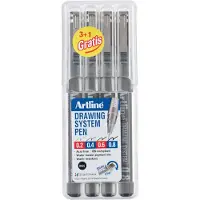 Artline 4er-Pack Fineliner »Drawing System« 0,2 - 0,8 mm schwarz