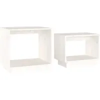 vidaXL Satztische 2 Stk. Weiß Massivholz Kiefer