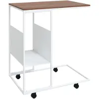 vidaXL Beistelltisch mit Rollen Weiß 55x36x63,5 cm Holzwerkstoff