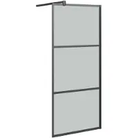 vidaXL Duschwand für Walk-In Dusche 90x195 cm Dunkel ESG Glas Schwarz