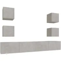 vidaXL 6-tlg. TV-Schrank-Set Betongrau Holzwerkstoff