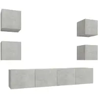 vidaXL 6-tlg. TV-Schrank-Set Betongrau Holzwerkstoff