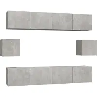 vidaXL 6-tlg. TV-Schrank-Set Betongrau Holzwerkstoff