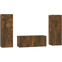 vidaXL 3-tlg. TV-Schrank-Set Räuchereiche Holzwerkstoff