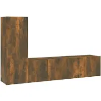 vidaXL 3-tlg. TV-Schrank-Set Räuchereiche Holzwerkstoff