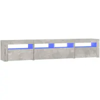 vidaXL TV-Schrank mit LED-Leuchten Betongrau 210x35x40 cm