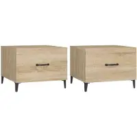 vidaXL Couchtische mit Metallbeinen 2 Stk. Sonoma-Eiche 50x50x40 cm