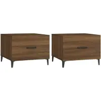 vidaXL Couchtische Metallbeine 2 Stk. Braun Eichen-Optik 50x50x40 cm