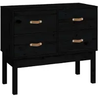vidaXL Konsolenschrank Schwarz 90x40x78 cm Massivholz Kiefer