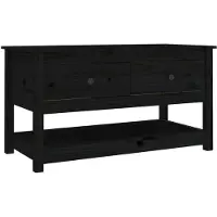vidaXL Couchtisch Schwarz 102x49x55 cm Massivholz Kiefer